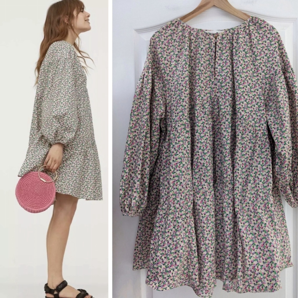H&M | Blogger favorite! Tiered mini dress in pink floral